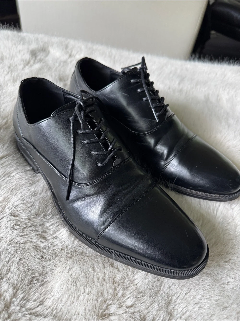Kenneth Cole Black Cap-Toe Oxford Dress Shoes